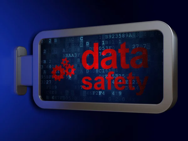 Veri kavramı: veri güvenliği ve vites üzerinde billboard arka plan — Stok fotoğraf