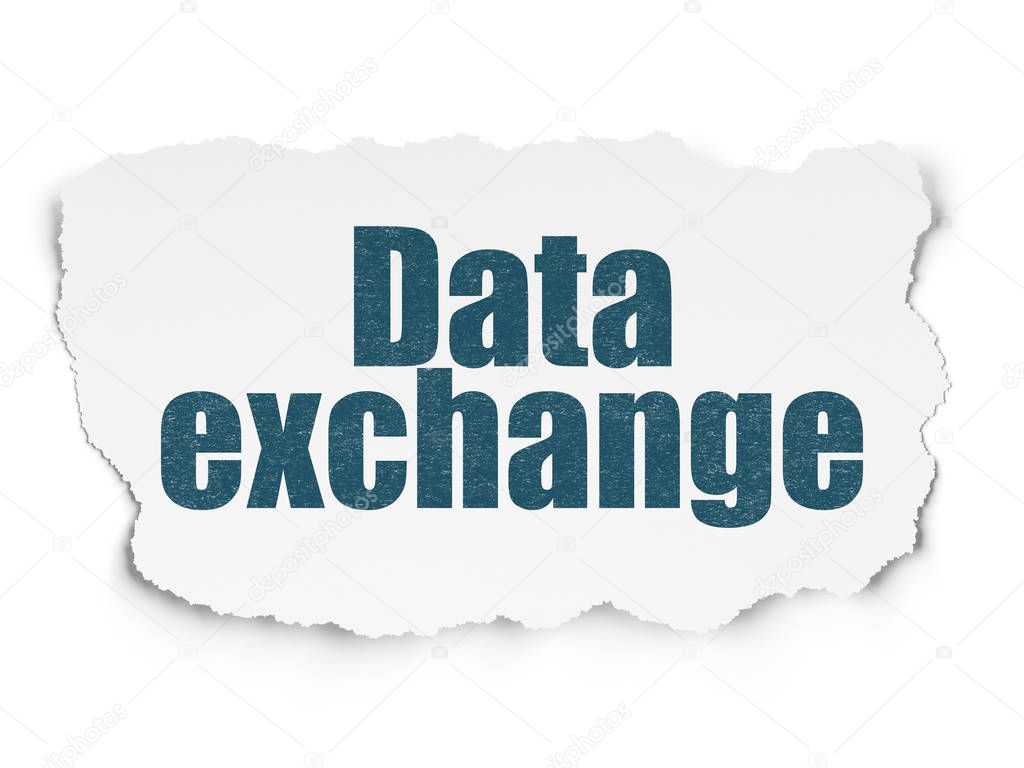 Information concept: Data Exchange on Torn Paper background