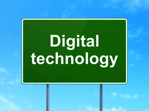 Concepto de información: Tecnología digital en el fondo de la señal vial —  Fotos de Stock