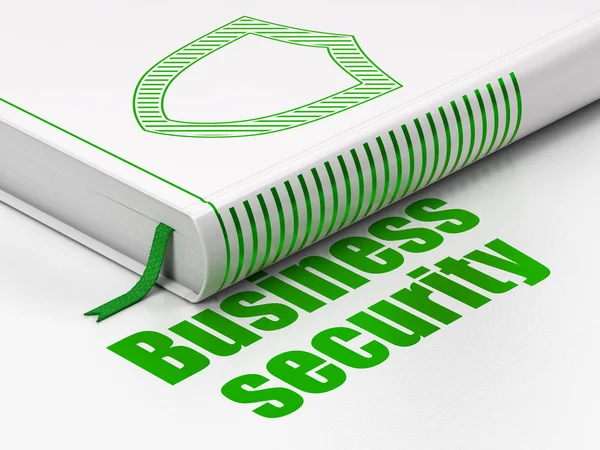 Conceito de segurança: livro Contoured Shield, Business Security sobre fundo branco — Fotografia de Stock