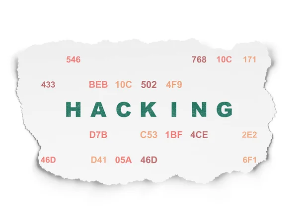 Sekretess koncept: Hacking på sönderrivet papper bakgrund — Stockfoto