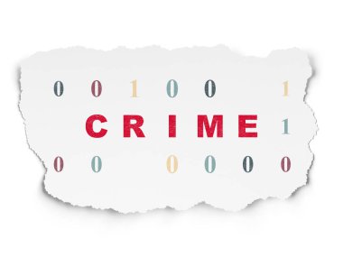 Güvenlik kavramı: suç yırtılmış kağıt arka plan üzerinde