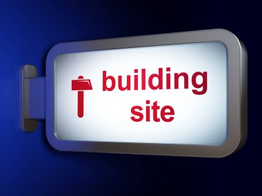 İnşaat kavramı: şantiye ve çekiç billboard arka plan