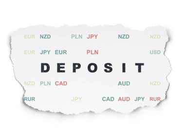 Bankacılık kavramı: para yatırma yırtılmış kağıt arka plan