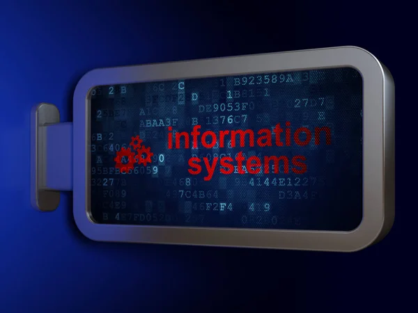 Information concept: Information Systems and Gears on billboard background — Stock Photo, Image