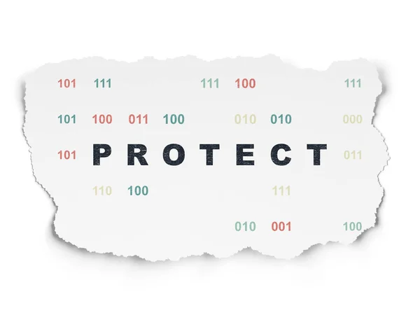 Datenschutzkonzept: Schutz auf zerrissenem Papier — Stockfoto