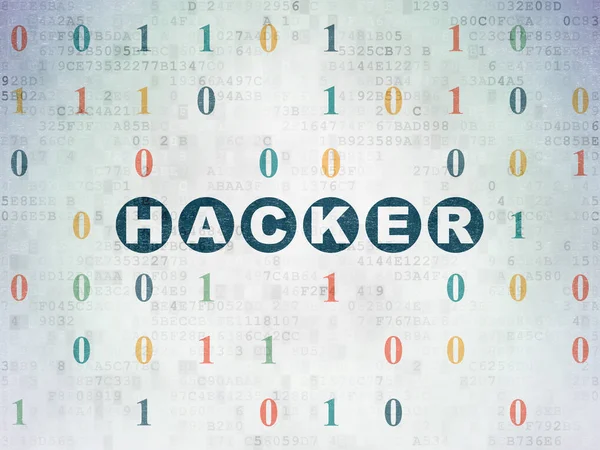 Concepto de seguridad: Hacker en el fondo del papel de datos digital — Foto de Stock