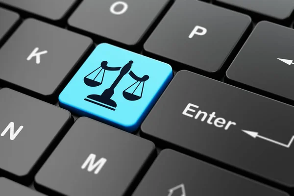 Law concept: Scales on computer keyboard background — Stock Photo, Image