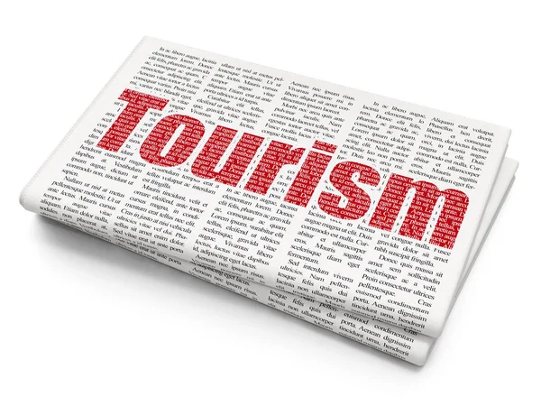 Concept van het toerisme: toerisme op de achtergrond van de krant — Stockfoto