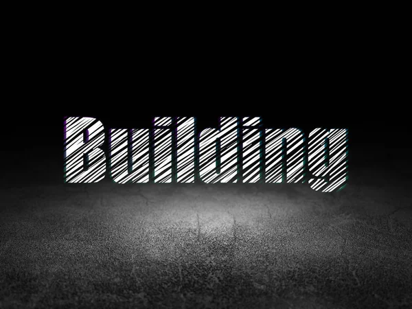 Constructing concept: Building in grunge dark room — Stock Photo, Image