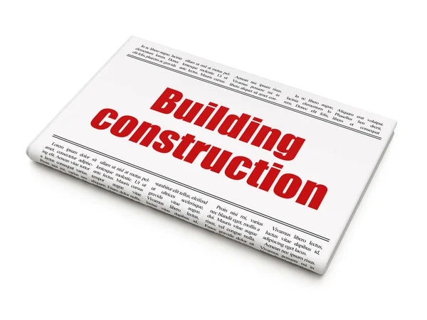 Att konstruera koncept: tidningsrubrik husbyggande — Stockfoto