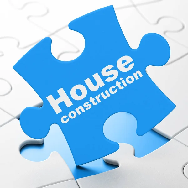 Construction concept: House Construction on puzzle background — Stock Photo, Image