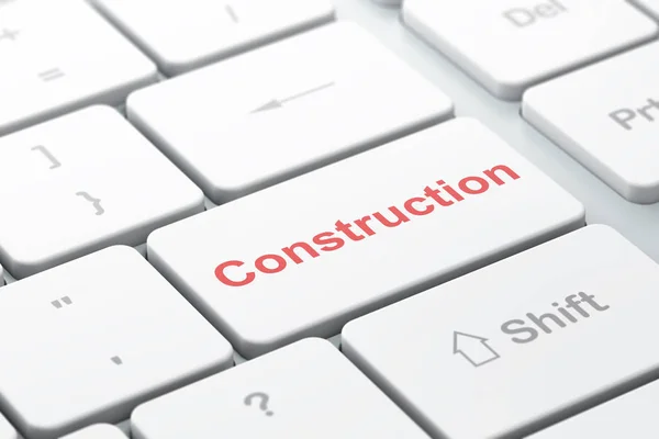 Concepto de construcción: Construcción en el fondo del teclado del ordenador — Foto de Stock