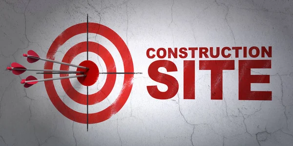 Construction concept: target and Construction Site on wall background — Stock Photo, Image