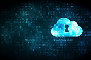 bulut bilgi işlem kavramı: bulut dijital arka plan üzerinde anahtar deliği ile