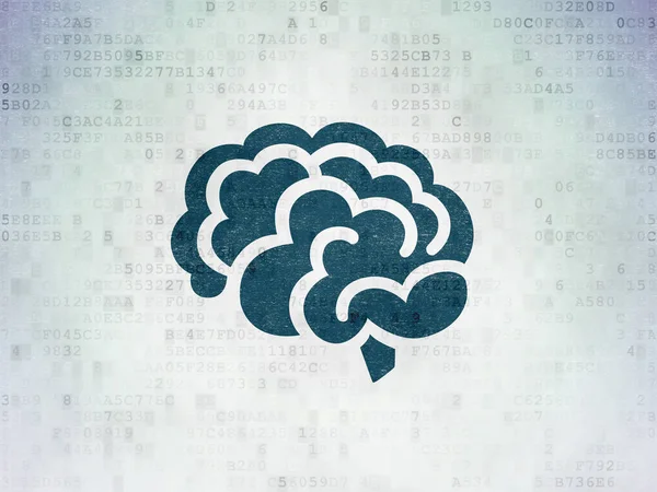 科学概念: デジタル データ用紙の背景に脳 — ストック写真