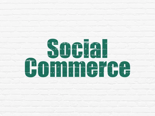 Koncepcja Reklama: Social Commerce na tle ściany — Zdjęcie stockowe
