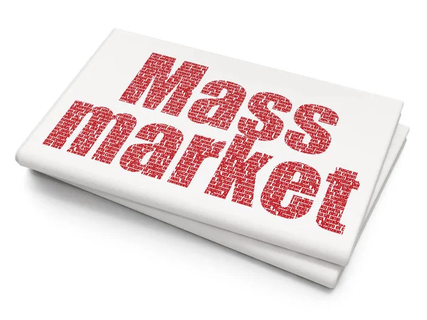 Conceito de publicidade: Mercado de massa em fundo de jornal em branco — Fotografia de Stock