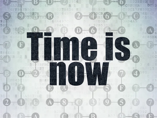 Conceito de linha do tempo: O tempo está agora no plano de fundo do papel de dados digital — Fotografia de Stock