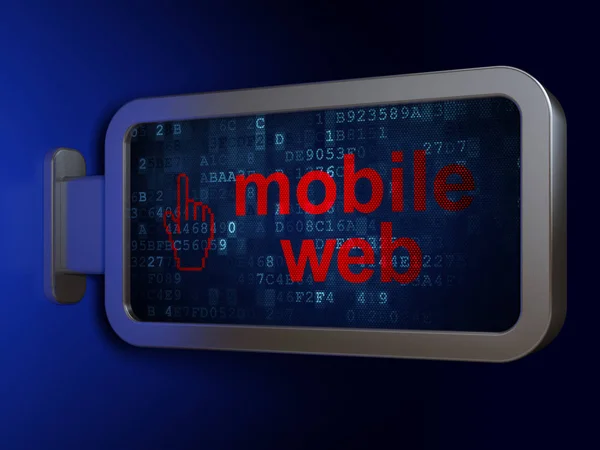 Web design concept: Mobile Web i kursor myszy na billboard tło — Zdjęcie stockowe