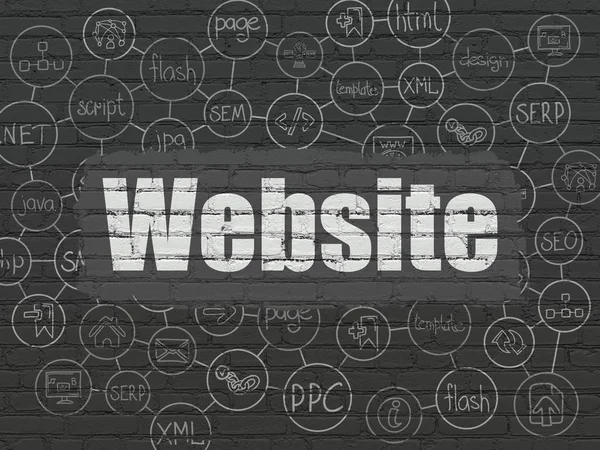 Web utvecklingskoncept: webbplats på väggen bakgrund — Stockfoto
