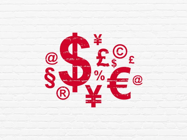 Affärsidé: Finance Symbol på väggen bakgrund — Stockfoto
