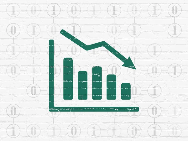 Concepto financiero: Gráfico de declive en el fondo de la pared — Foto de Stock