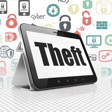 Gizlilik kavramı: hırsızlık ekranda Tablet bilgisayarınızla