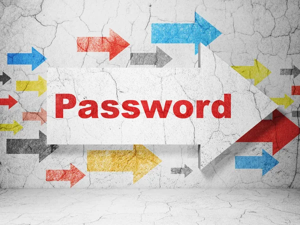 Concetto di sicurezza: freccia con password sullo sfondo della parete grunge — Foto Stock