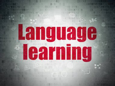 Eğitim kavramı: dijital veri kağıt arka plan üzerinde dil öğrenme