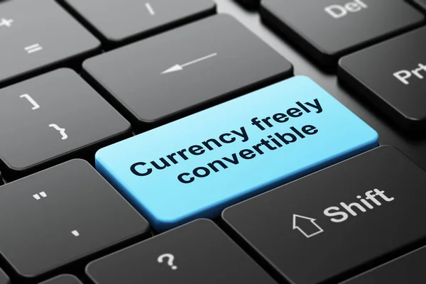 Koncepcji bankowości: waluty wymienialnej na tle klawiatury komputera — Zdjęcie stockowe