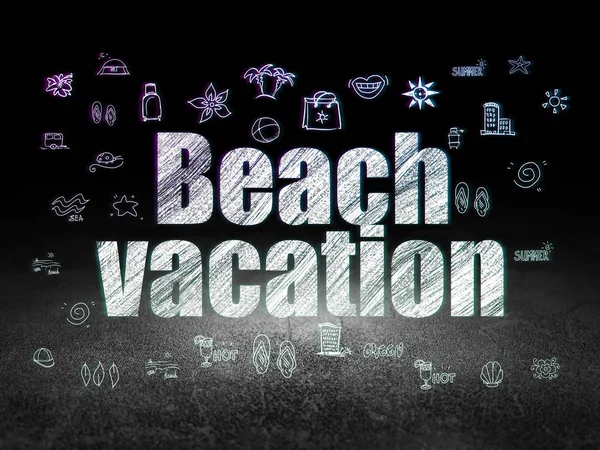 Travel concept: Beach Vacation in grunge dark room — Stock Photo, Image