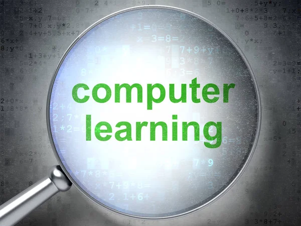 Learning concept: Computer Learning with optical glass — Stock Photo, Image