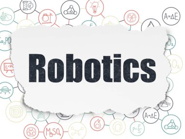 Bilim konsepti: Yırtık Kağıt zemininde robotik