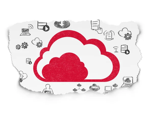 Cloud computing koncept: Cloud on Torn Paper background — Stock fotografie
