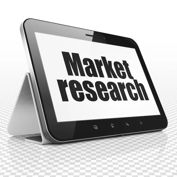 Concepto de marketing: Tablet Computer con investigación de mercado en pantalla —  Fotos de Stock