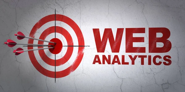 Web design concept: target and Web Analytics on wall background — Stock Photo, Image