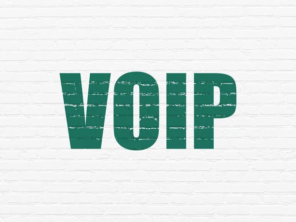 Концепция веб-разработки: VOIP на фоне стен — стоковое фото