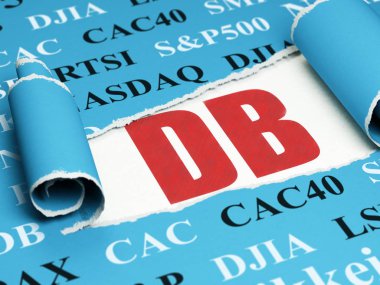 Borsa endeksler kavramı: kırmızı metin yırtık kağıt altında Db