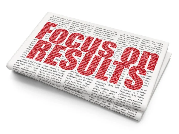 Business concept: Focus on RESULTS on Newspaper background — Stock Photo, Image