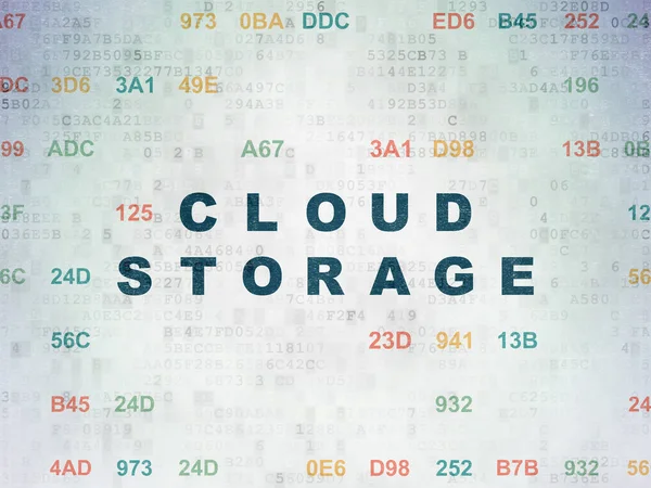 Sicherheitskonzept: Cloud-Speicherung auf digitalem Datenpapier-Hintergrund — Stockfoto