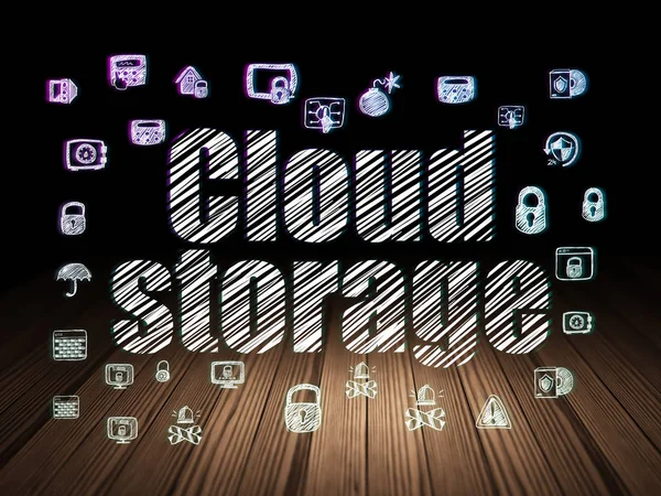 Security concept: Cloud Storage in grunge dark room — Stock Photo, Image