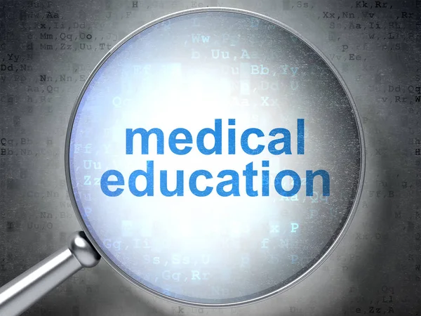Έννοια της εκπαίδευσης: ιατρική εκπαίδευση με οπτικό γυαλί — Φωτογραφία Αρχείου