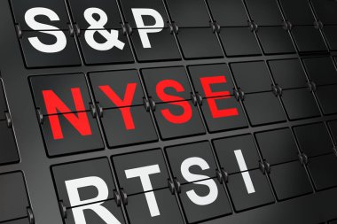 Borsa endeksler kavramı: Nyse Havaalanı kurulu arka plan üzerinde