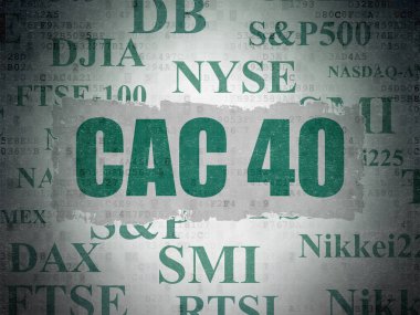 Borsa endeksler kavramı: Cac 40 dijital veri kağıt arka plan üzerinde