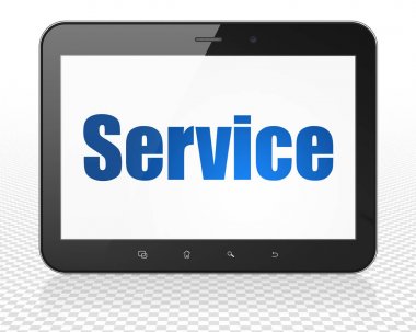 İş kavramı: Tablet Pc bilgisayar servisi ekranda