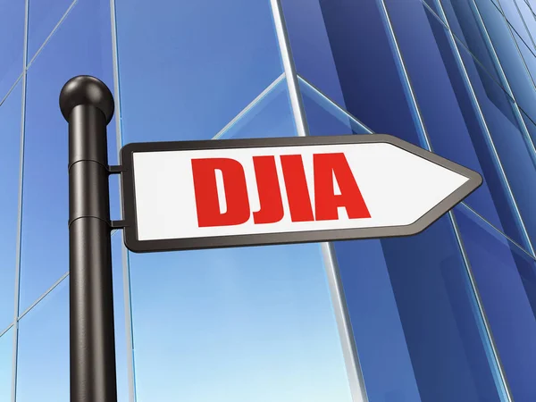 Aktiemarknaden indexerar koncept: Logga Djia bygga bakgrund — Stockfoto