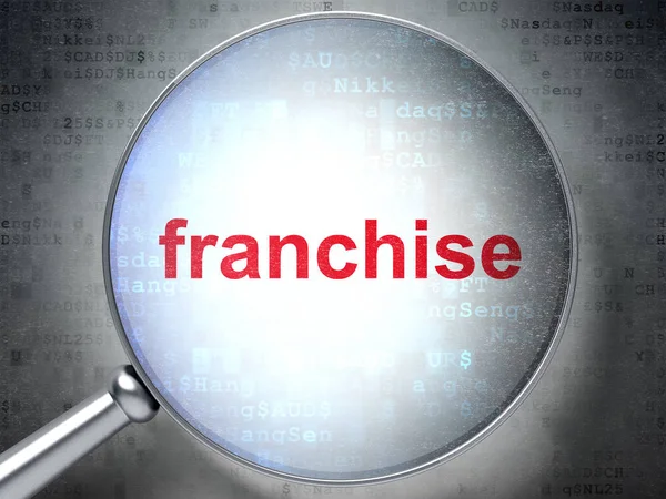 Concetto di finanza: franchising con vetro ottico — Foto Stock