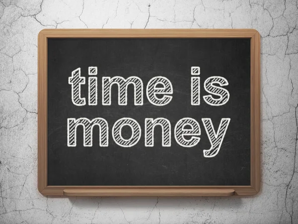 Finance koncept: tid är pengar på svarta tavlan bakgrund — Stockfoto