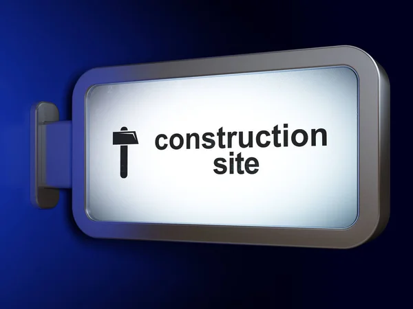 Construction concept: Construction Site and Hammer on billboard background — Stock Photo, Image